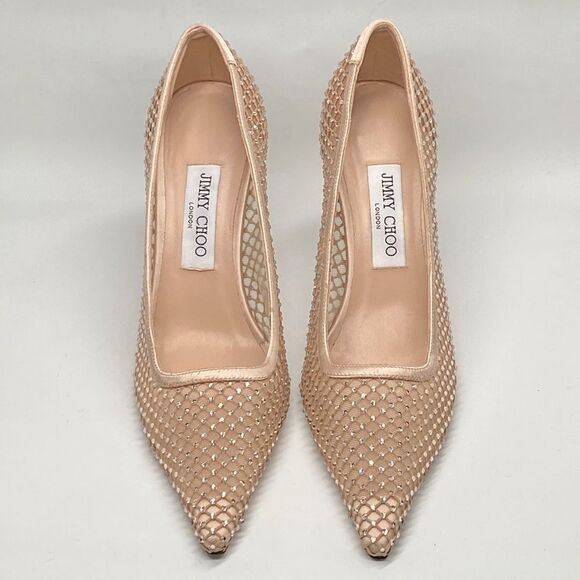 Jimmy Choo Isa 95MM Crystal-Embellished Mesh Pumps size 39 - Picture 3 of 13